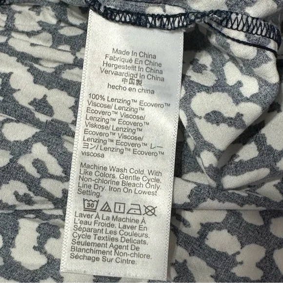 J Crew Factory Cotton Navy White Print Tiered Puff Sleeve Pocket MIDI Dress - Picture 11 of 12